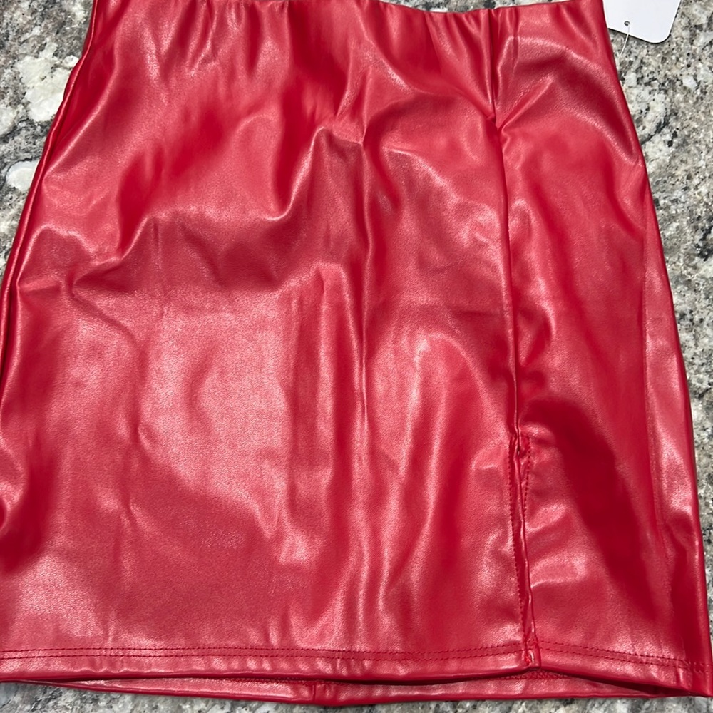 NWT faux leather skirt with slit
